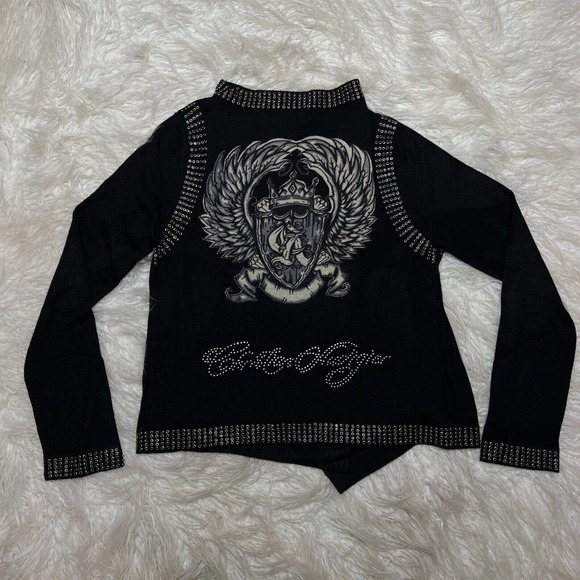 CHRISTIAN AUDIGIER STUDDED FLY AWAY CARDIGAN SWEATER CREST - Picture 6 of 8